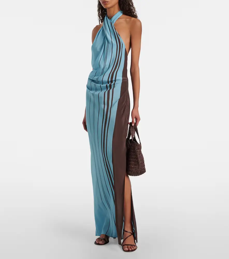 SIR. Rioja striped silk crêpe maxi dress | Thumbnail 3