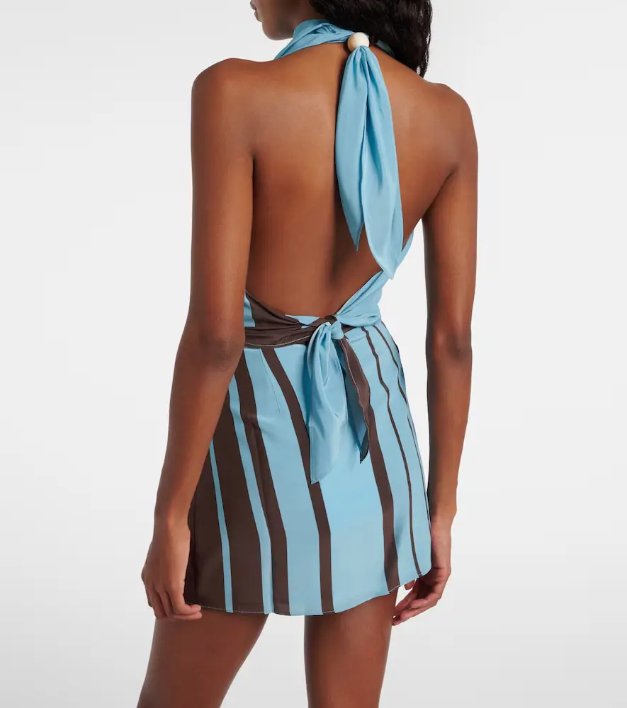 SIR. Rioja draped striped silk crêpe top | Thumbnail 4