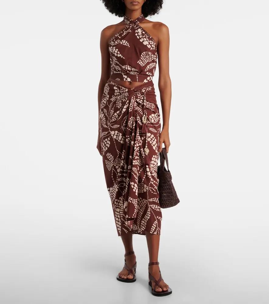 Poupette St Barth Uma printed cotton midi skirt | Thumbnail 2