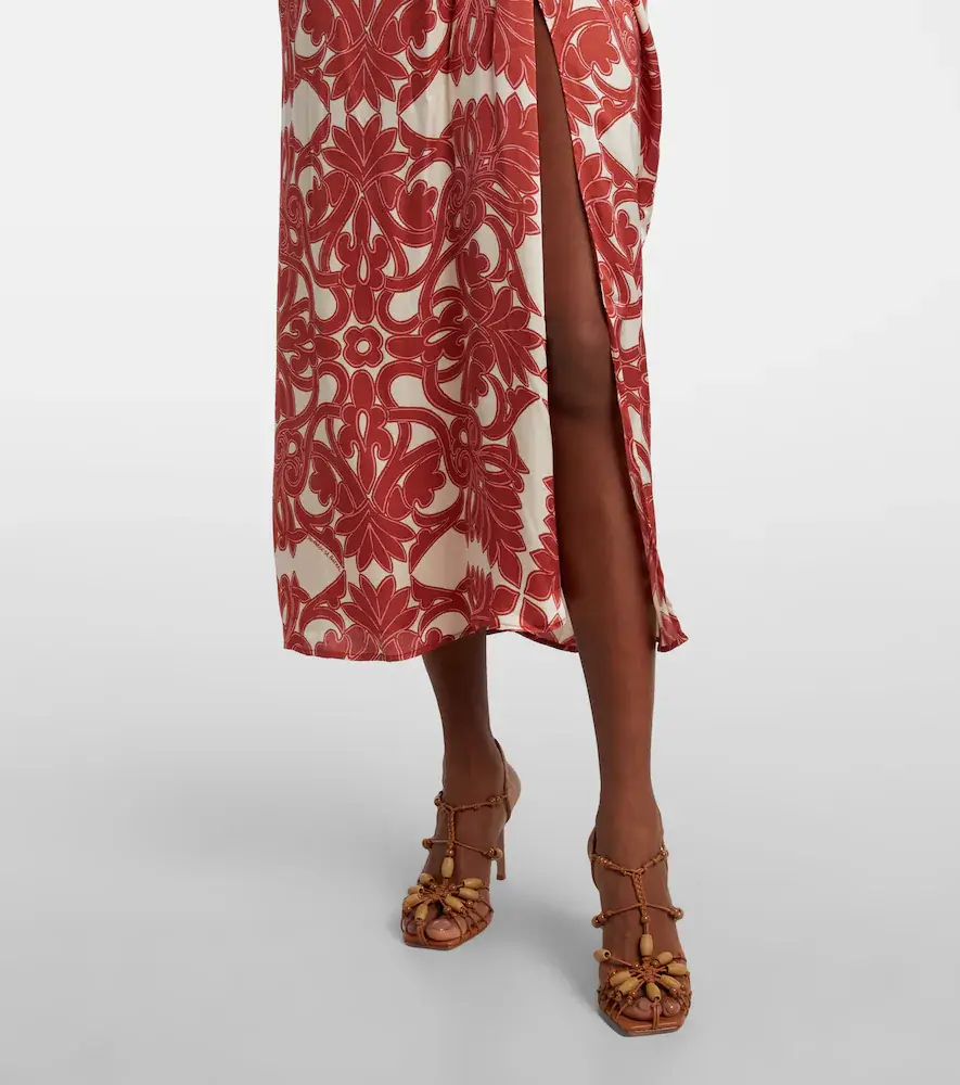 Poupette St Barth Collina printed satin midi dress | Thumbnail 4 Poupette St Barth Collina printed satin midi dress | Thumbnail 4