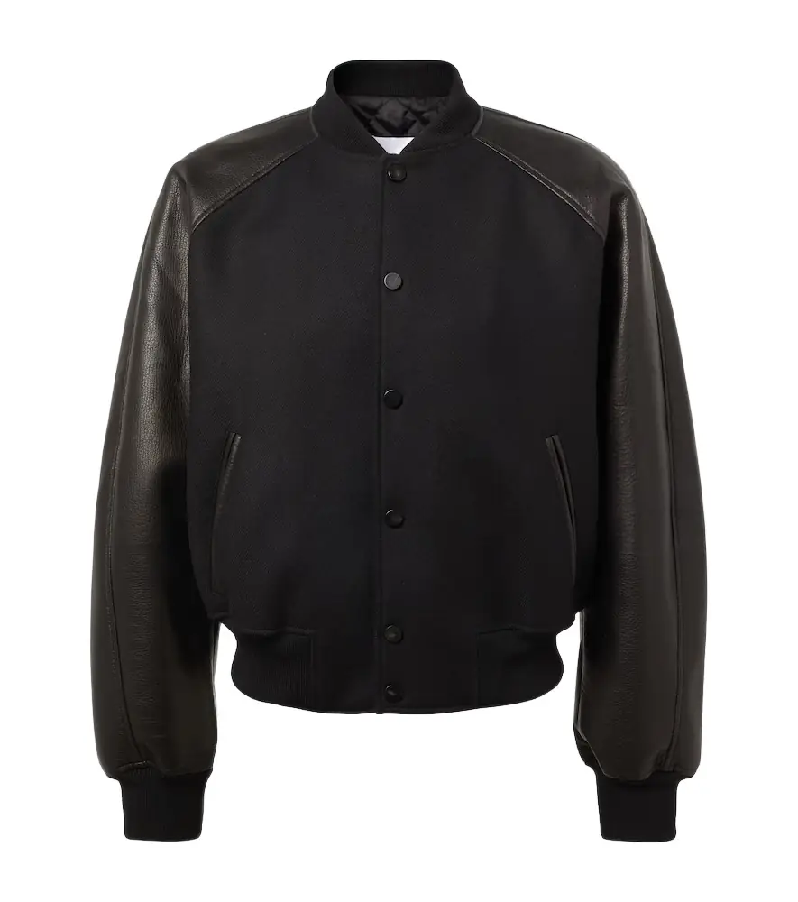 Givenchy Leather-trimmed wool bomber jacket | Image 1 Givenchy Leather-trimmed wool bomber jacket | Image 1
