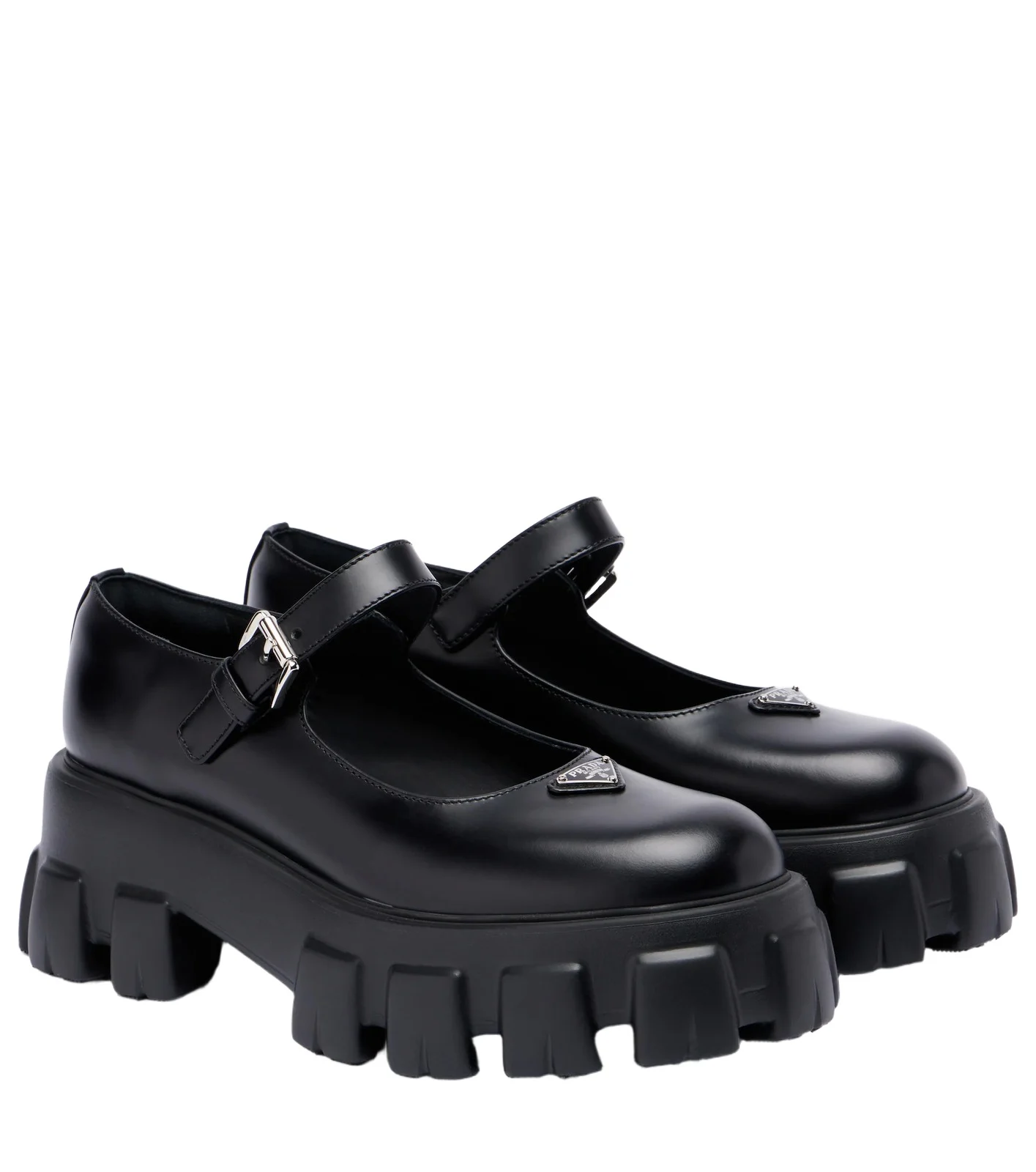 Prada Monolith leather Mary Jane flats