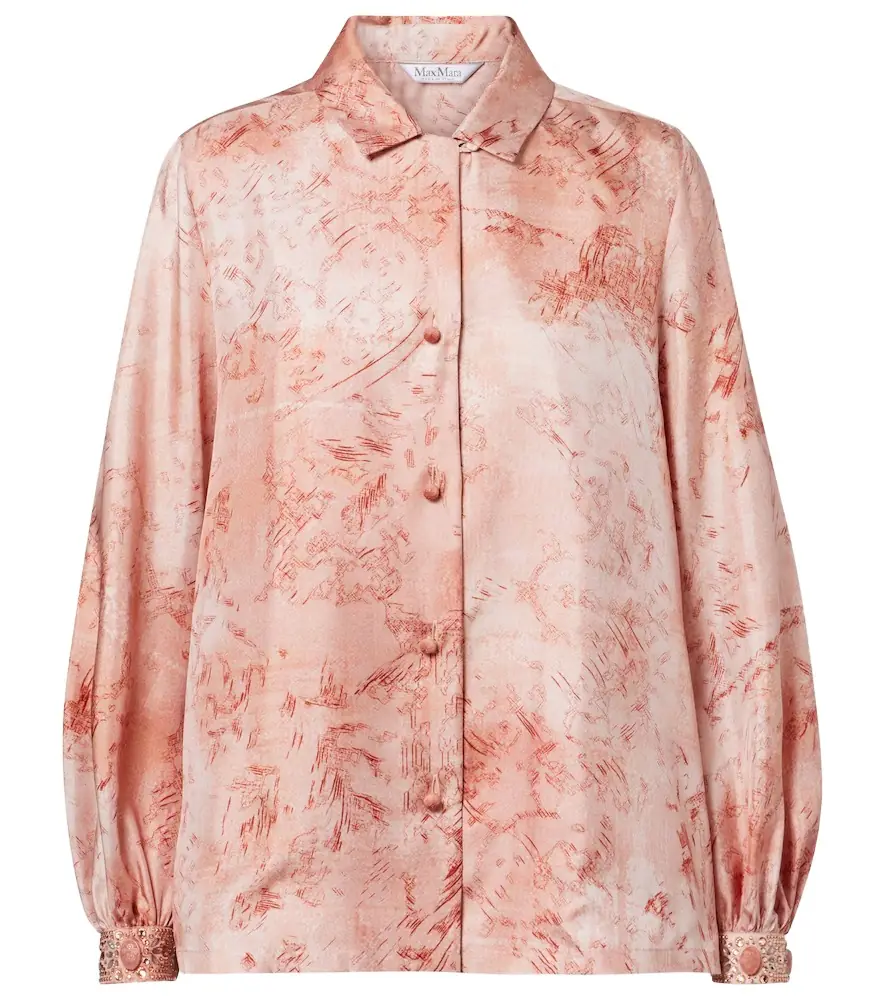 Max Mara Crespo embellished printed twill shirt | Image 1 Max Mara Crespo embellished printed twill shirt | Image 1