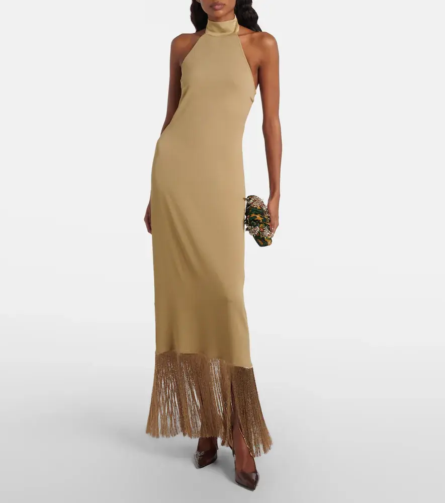 Taller Marmo Berlin fringed crêpe cady gown | Thumbnail 2 Taller Marmo Berlin fringed crêpe cady gown | Thumbnail 2