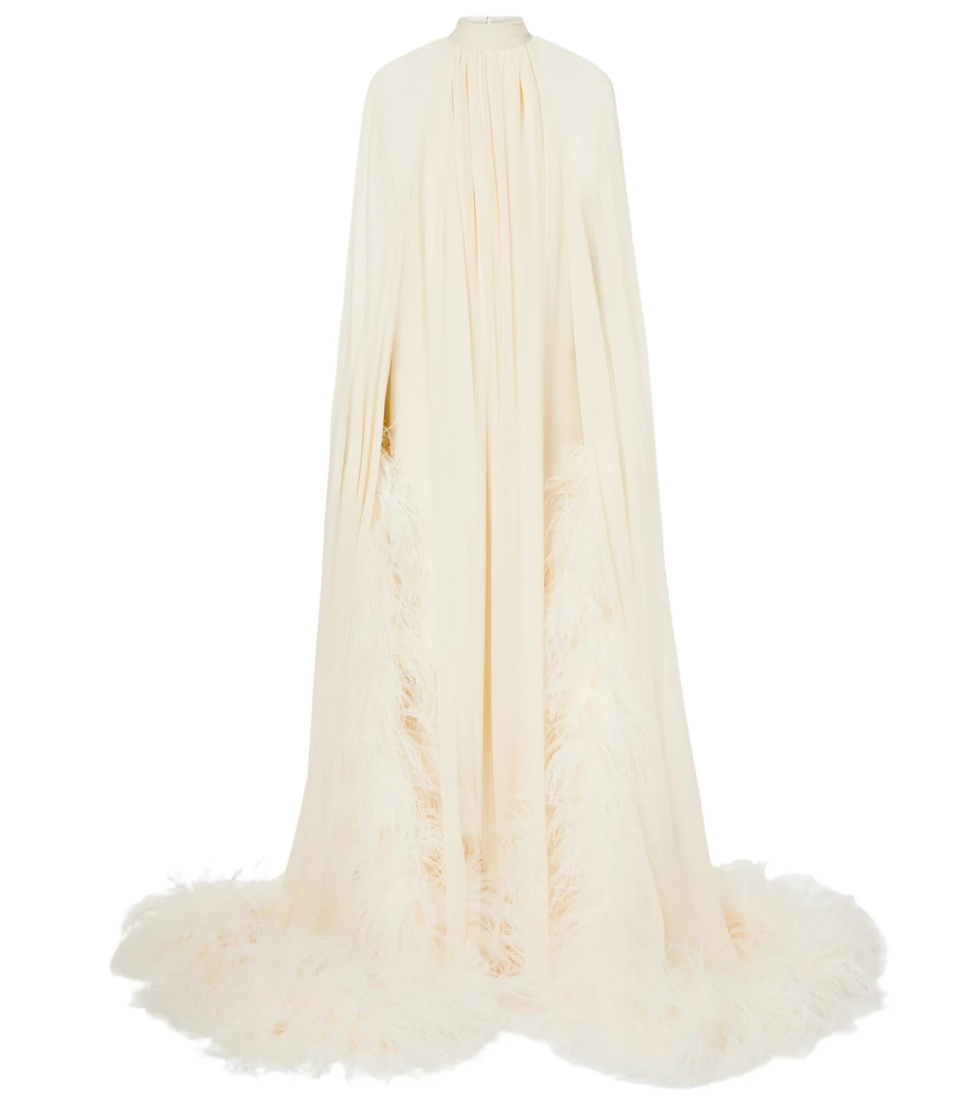 Feather-trimmed silk gown Feather-trimmed silk gown
