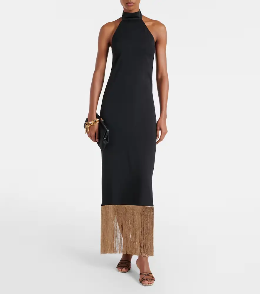 Taller Marmo Berlin fringed crêpe cady maxi dress | Thumbnail 2 Taller Marmo Berlin fringed crêpe cady maxi dress | Thumbnail 2