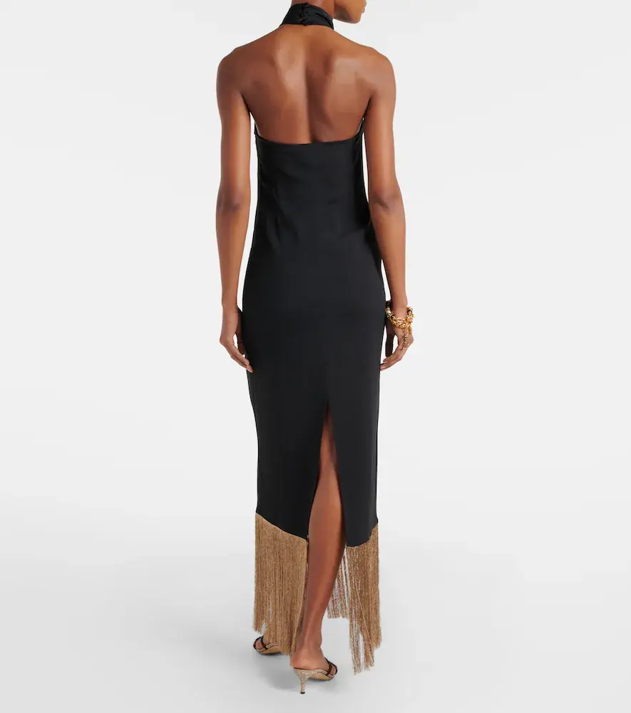Taller Marmo Berlin fringed crêpe cady maxi dress | Thumbnail 3 Taller Marmo Berlin fringed crêpe cady maxi dress | Thumbnail 3