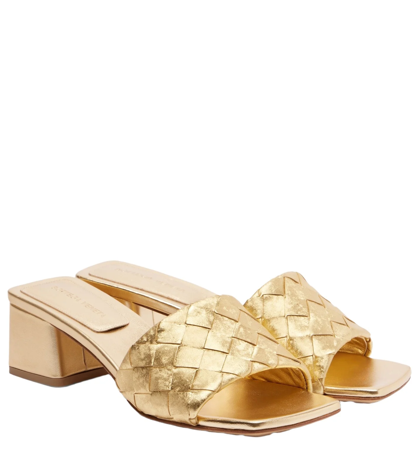 Parco Intrecciato metallic leather mules Parco Intrecciato metallic leather mules