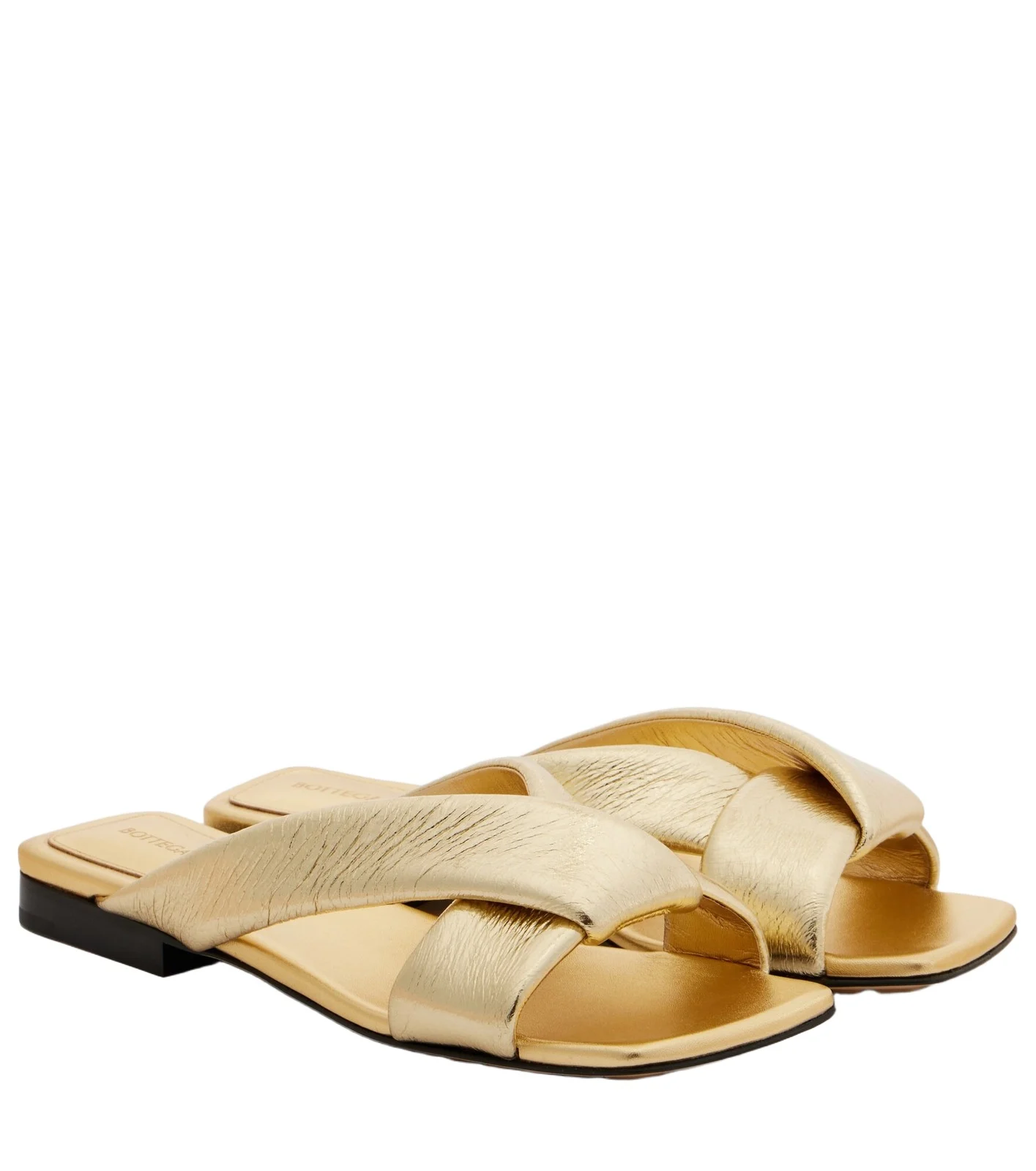 Riva metallic leather mules