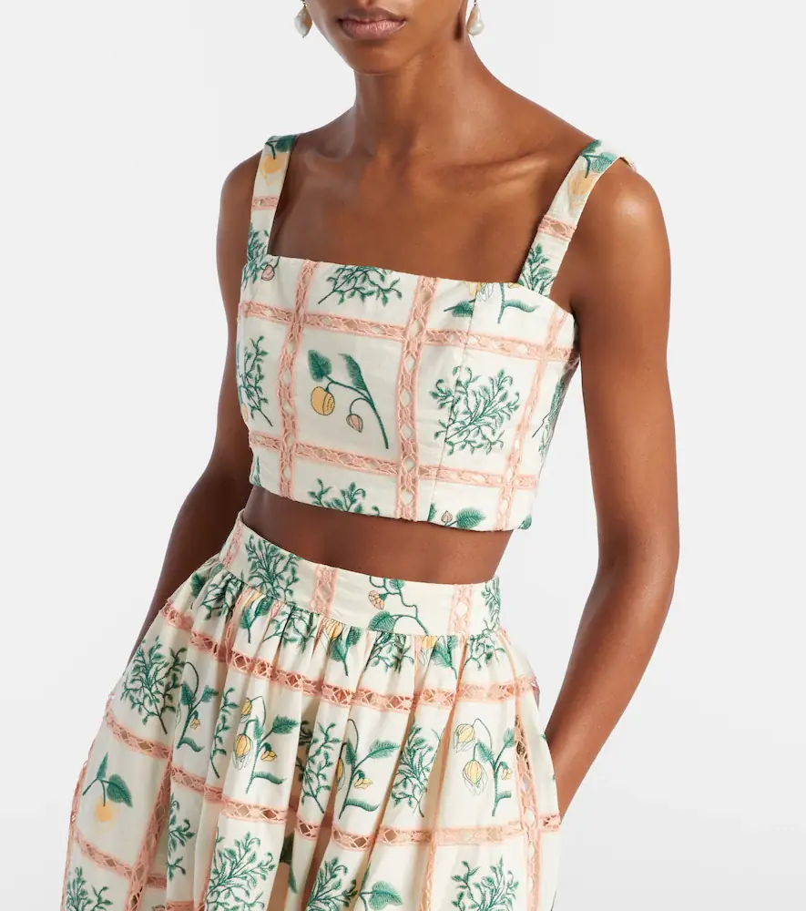 Agua by Agua Bendita Cacao embroidered cotton crop top | Thumbnail 3