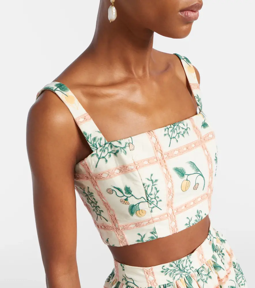 Agua by Agua Bendita Cacao embroidered cotton crop top | Thumbnail 6