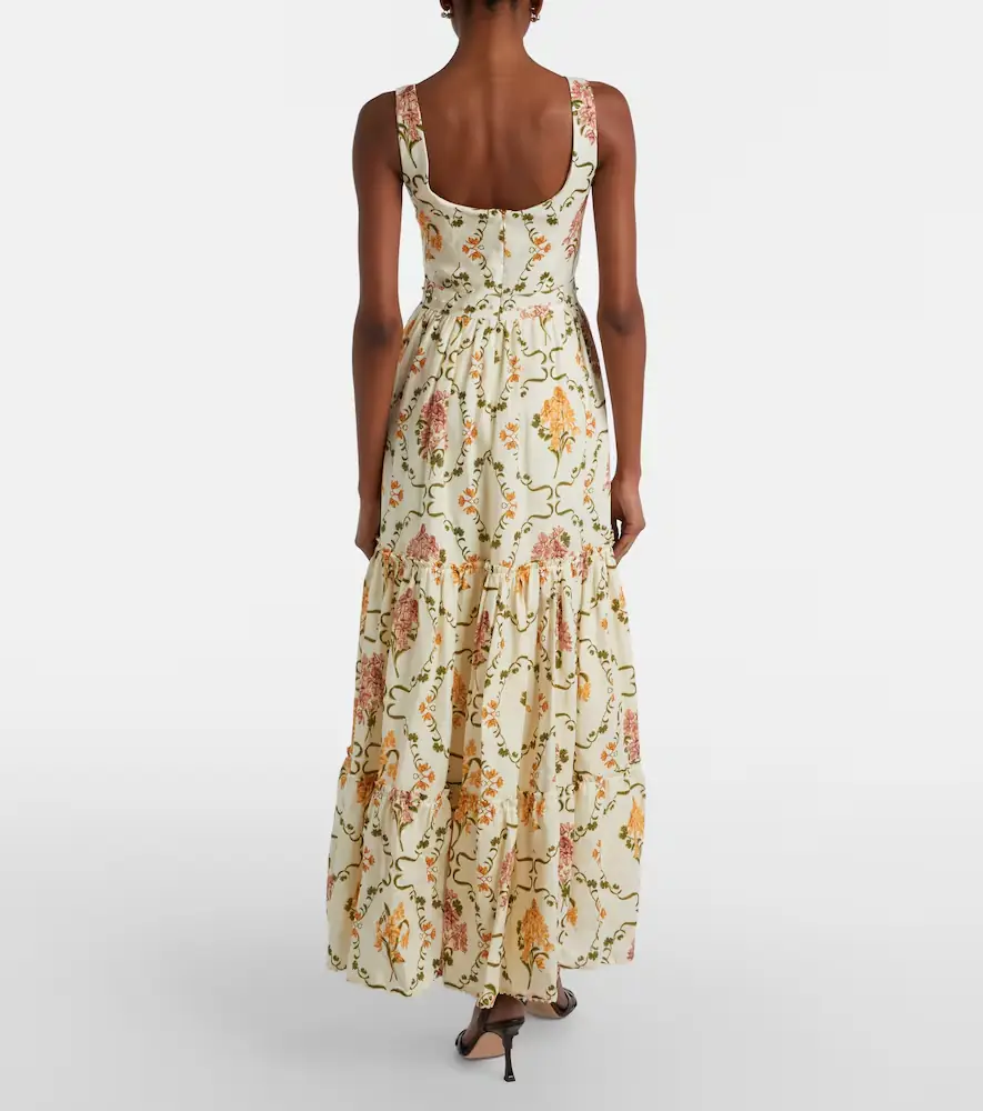 Agua by Agua Bendita Azulejo embellished floral linen maxi dress | Thumbnail 5