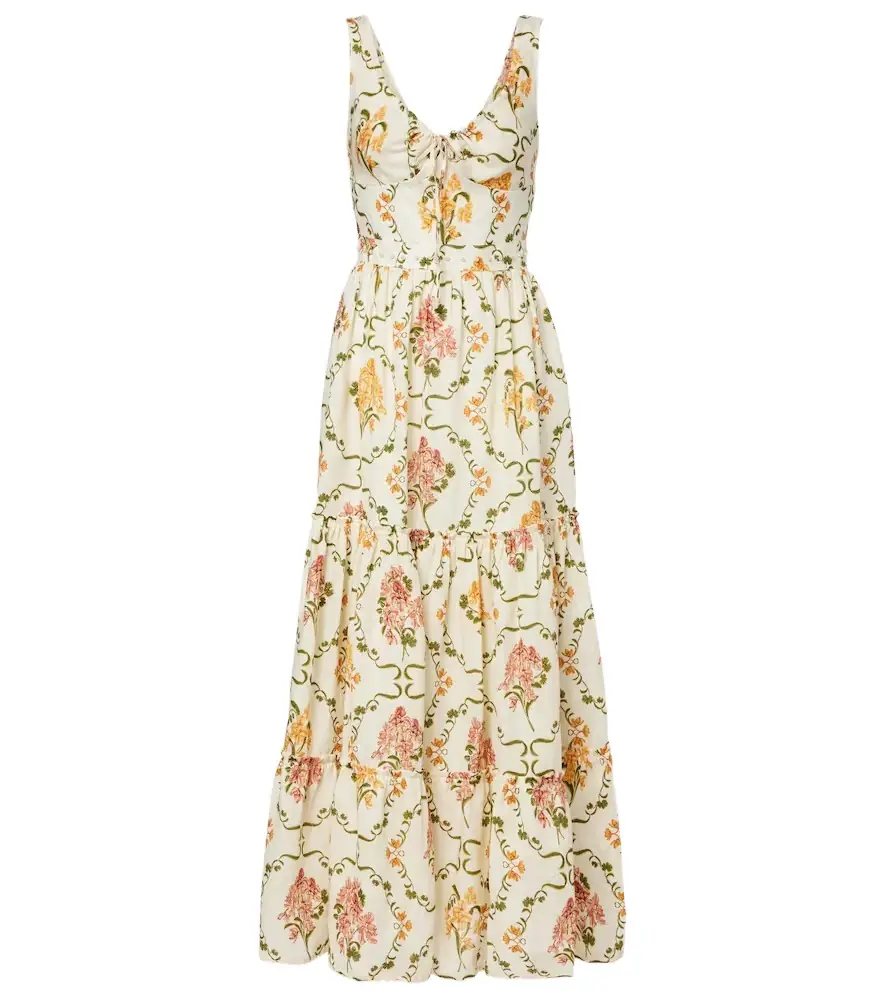 Agua by Agua Bendita Azulejo embellished floral linen maxi dress | Image 1 Agua by Agua Bendita Azulejo embellished floral linen maxi dress | Image 1