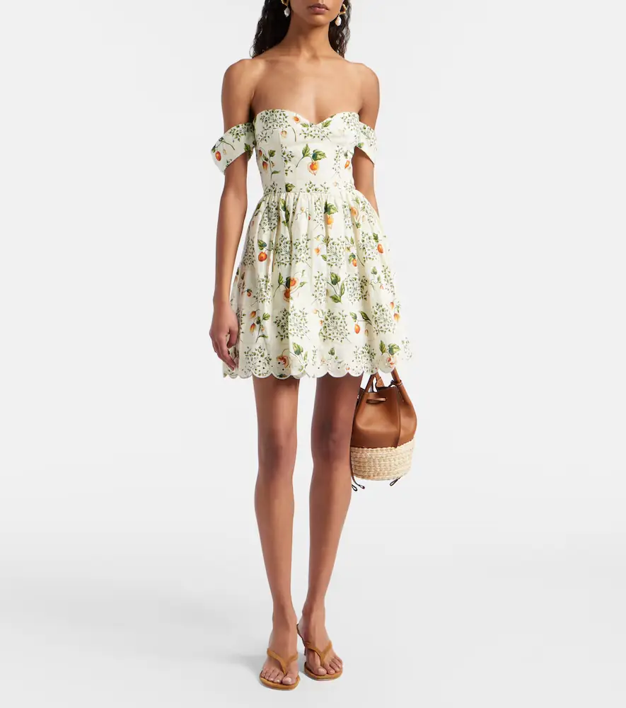 Agua by Agua Bendita Poesia off-shoulder linen minidress | Thumbnail 4