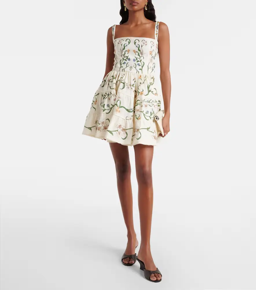 Agua by Agua Bendita Lima Laguna floral linen minidress | Thumbnail 2