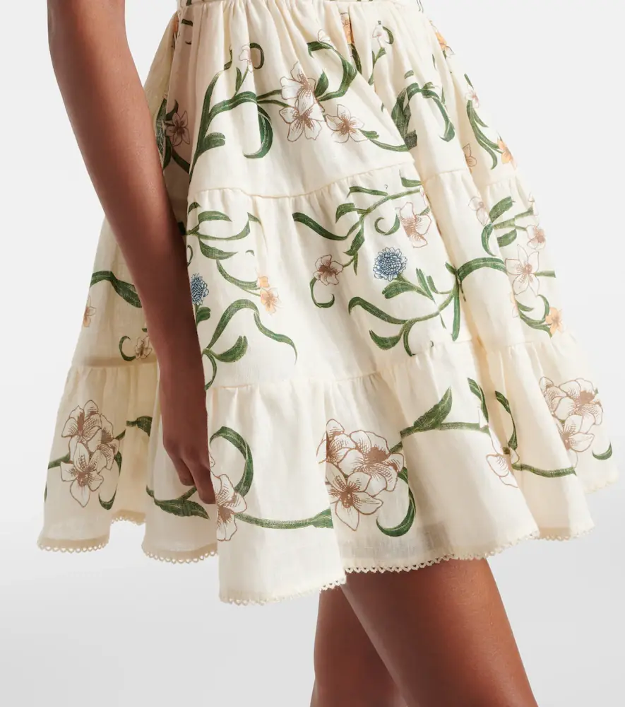 Agua by Agua Bendita Lima Laguna floral linen minidress | Thumbnail 4