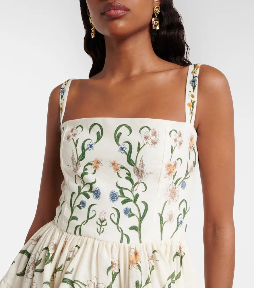 Agua by Agua Bendita Lima Laguna floral linen minidress | Thumbnail 5