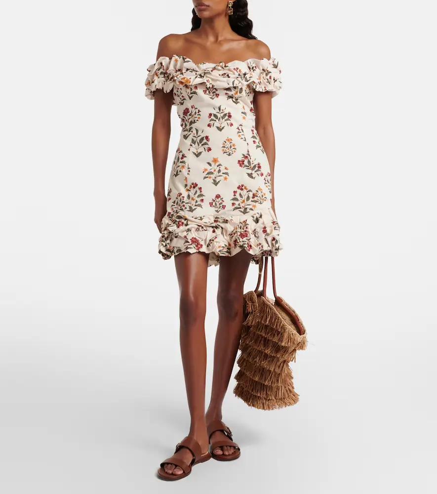 Agua by Agua Bendita Floral ruffled cotton minidress | Thumbnail 2
