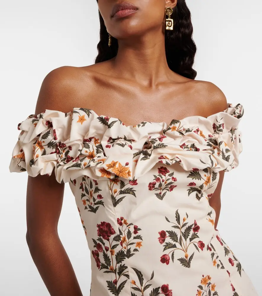 Agua by Agua Bendita Floral ruffled cotton minidress | Thumbnail 4