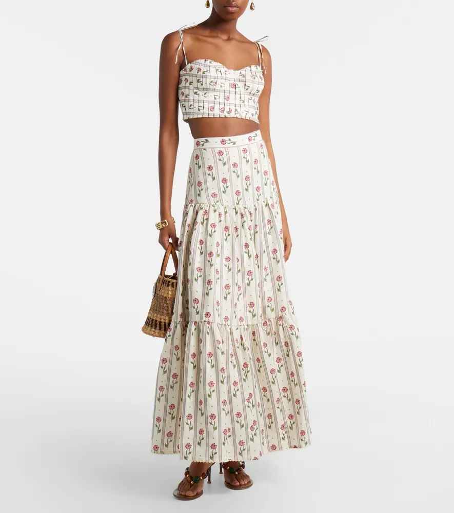 Agua by Agua Bendita Bergamota floral linen maxi skirt | Thumbnail 4