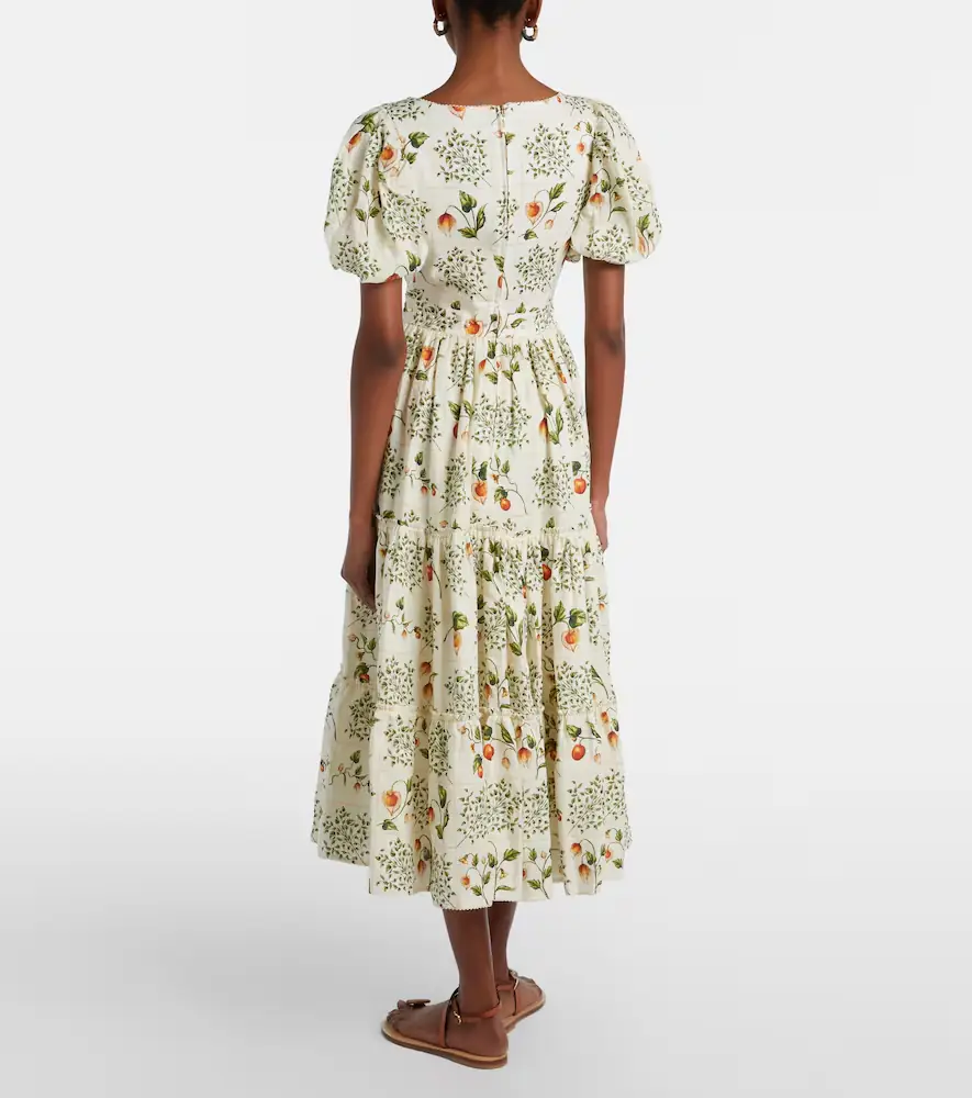 Agua by Agua Bendita Embellished printed linen midi dress | Thumbnail 2