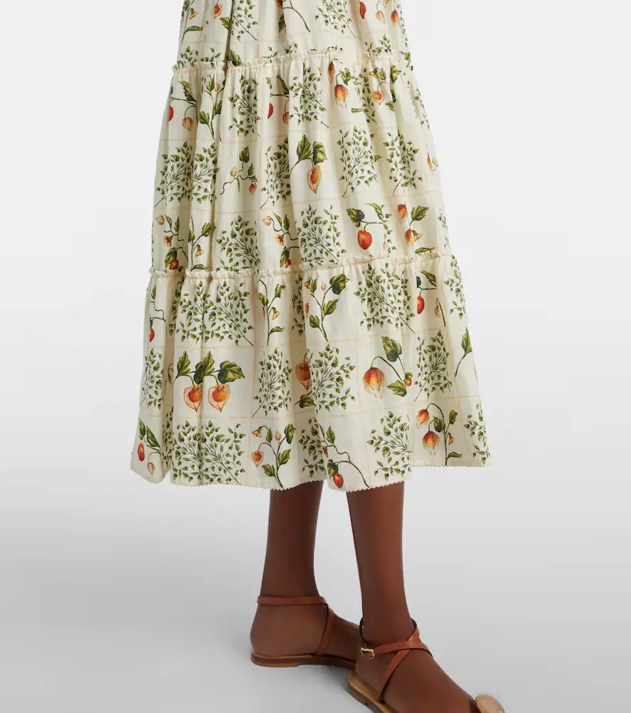 Agua by Agua Bendita Embellished printed linen midi dress | Thumbnail 5