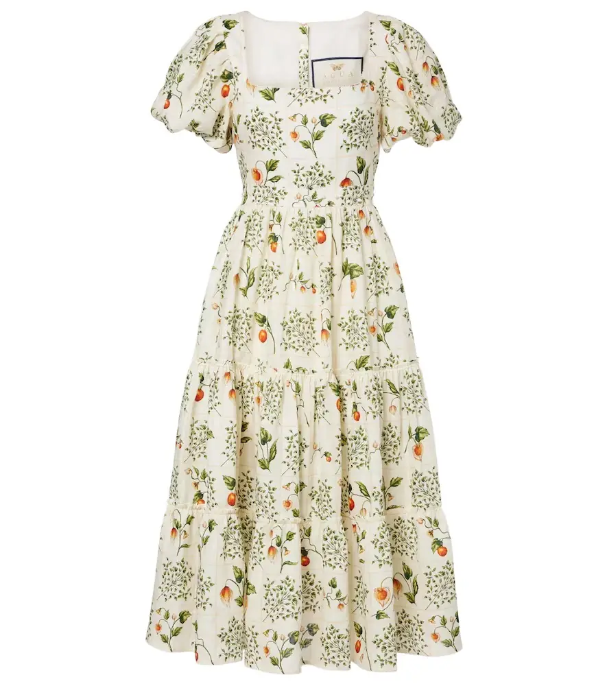 Agua by Agua Bendita Embellished printed linen midi dress | Image 1 Agua by Agua Bendita Embellished printed linen midi dress | Image 1