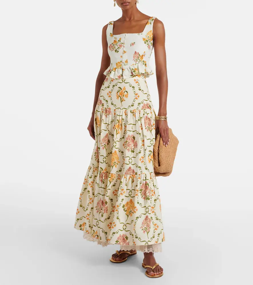 Agua by Agua Bendita Anis Cordillera floral cotton maxi skirt | Thumbnail 6