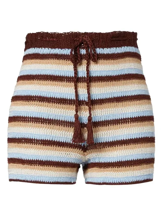 Striped cotton crochet shorts Striped cotton crochet shorts