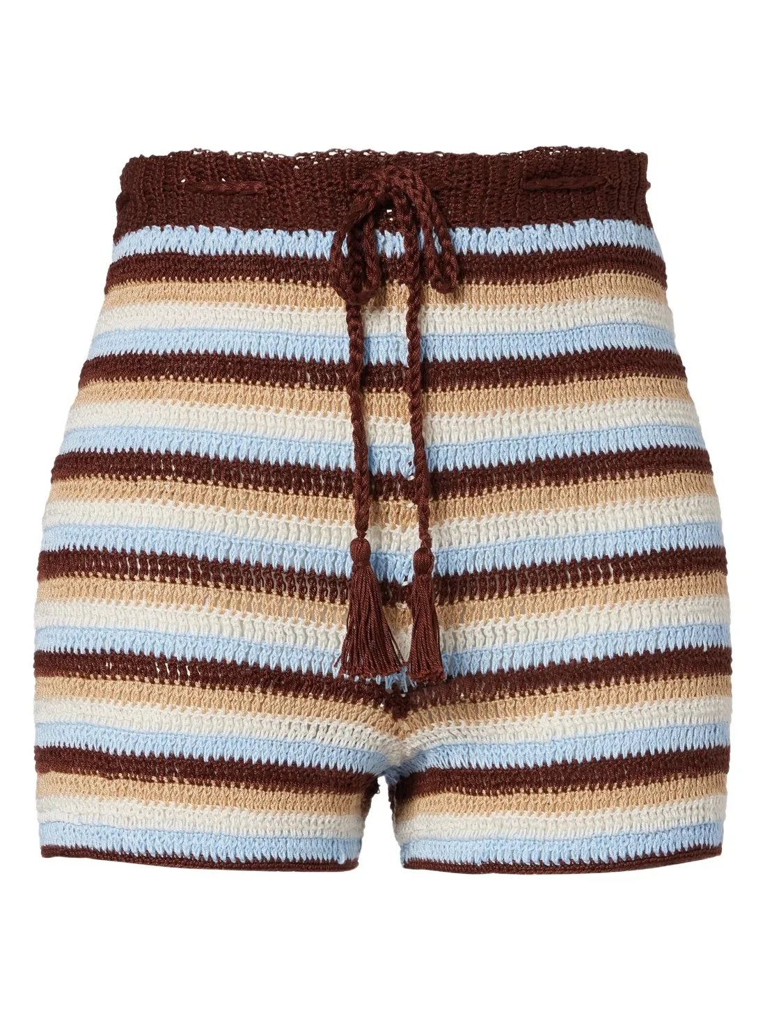 Anna Kosturova Striped cotton crochet shorts