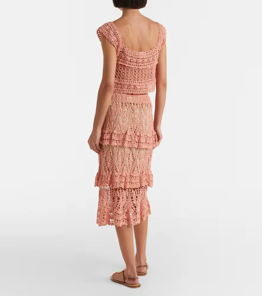 Anna Kosturova Elsie crochet cotton midi skirt | Thumbnail 3