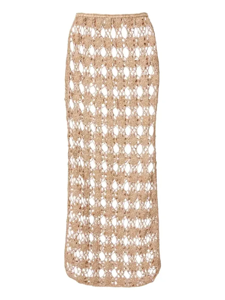 Bella Rosette crochet cotton midi skirt