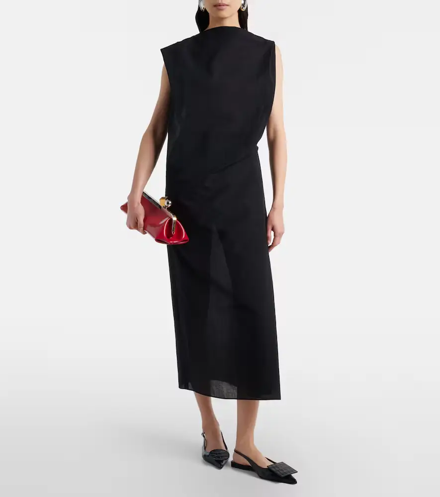 Jacquemus Drap cotton-blend poplin midi dress | Thumbnail 2