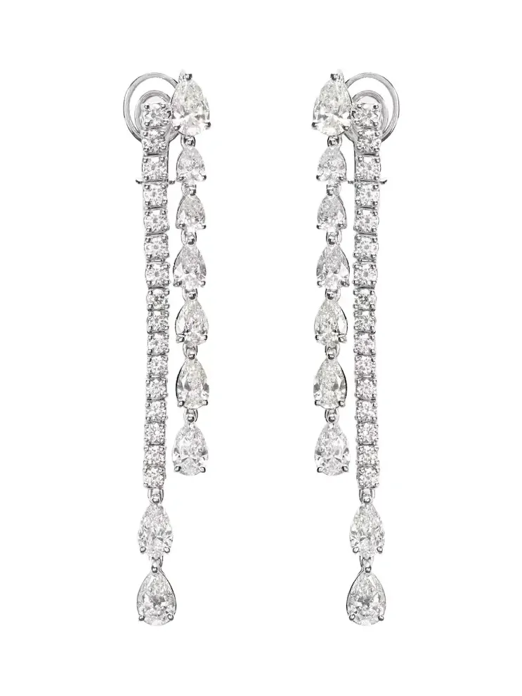 Diamond Twist 18kt white gold drop earrings with diamonds Diamond Twist 18kt white gold drop earrings with diamonds