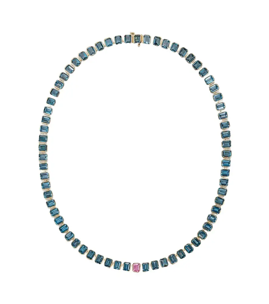 18kt gold necklace with topaz and sapphire