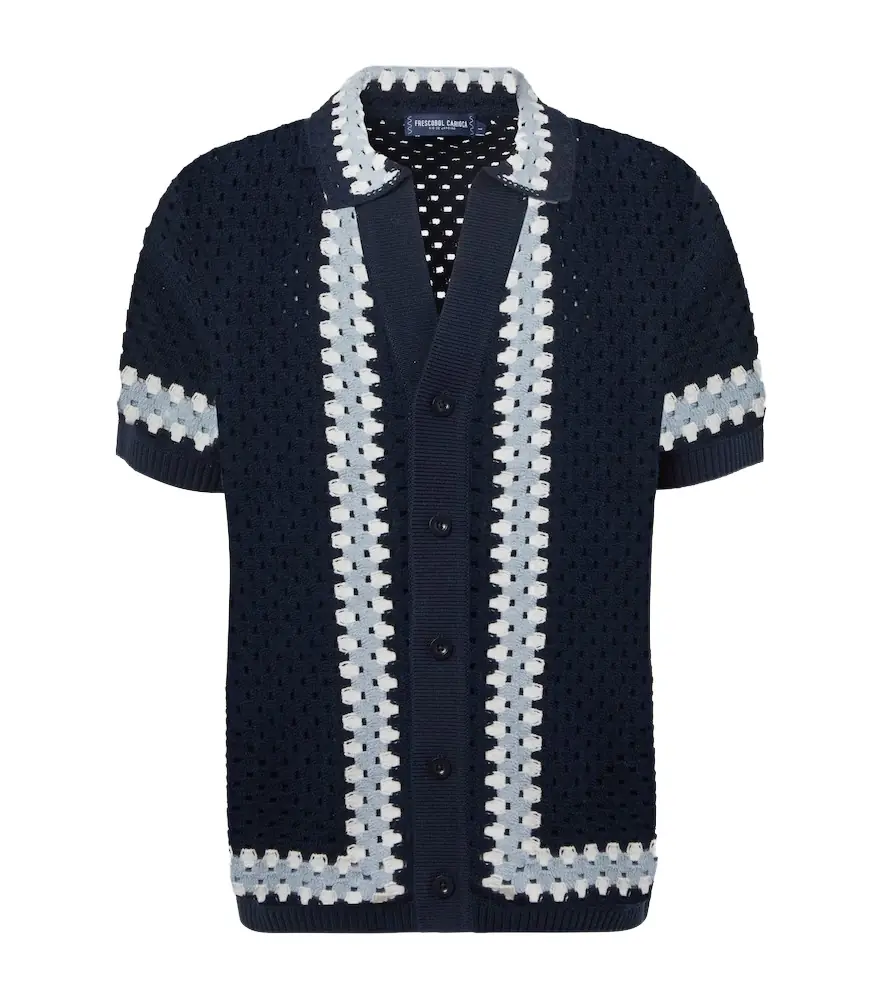 Frescobol Carioca Pinto crochet cotton bowling shirt