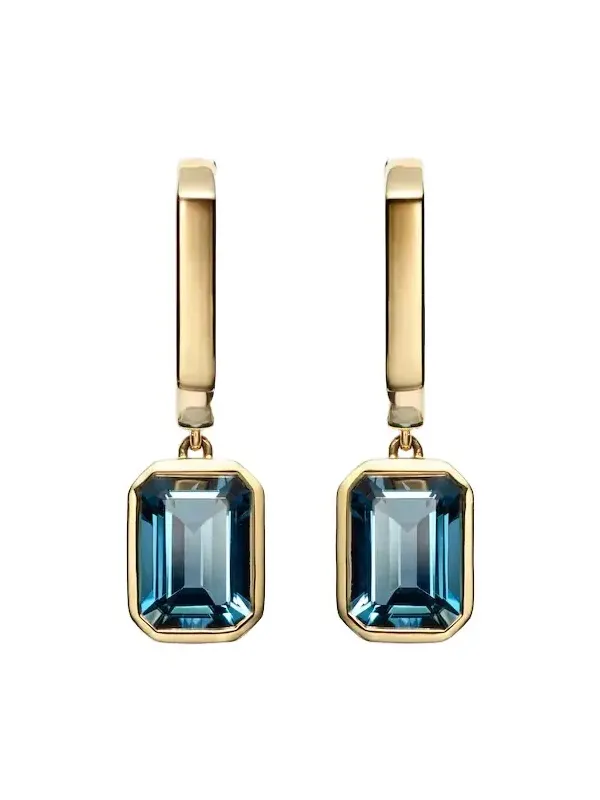 18kt gold drop earrings with topaz 18kt gold drop earrings with topaz