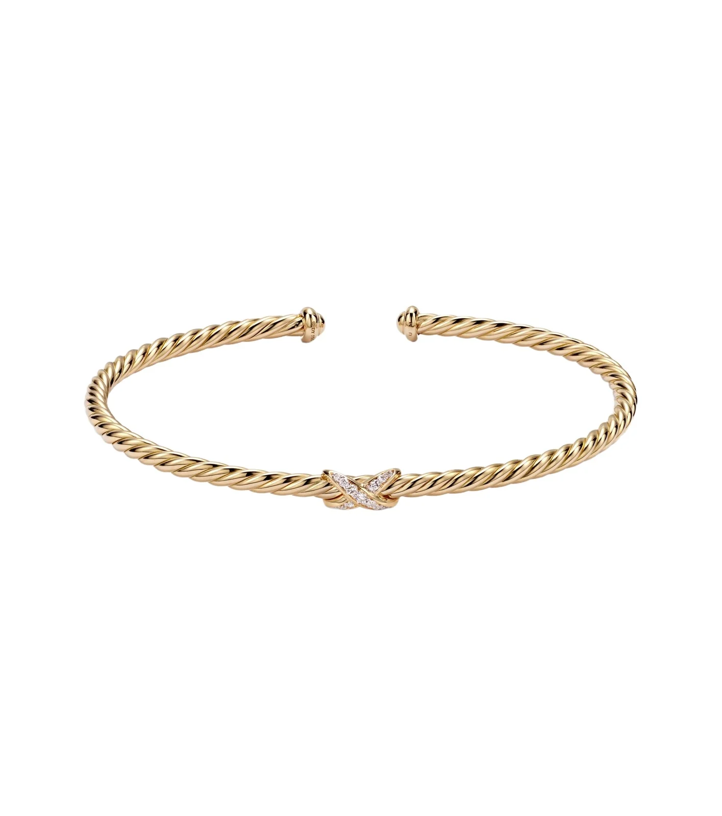 Cablespira Flex X Micro 18kt gold cuff bracelet with diamonds