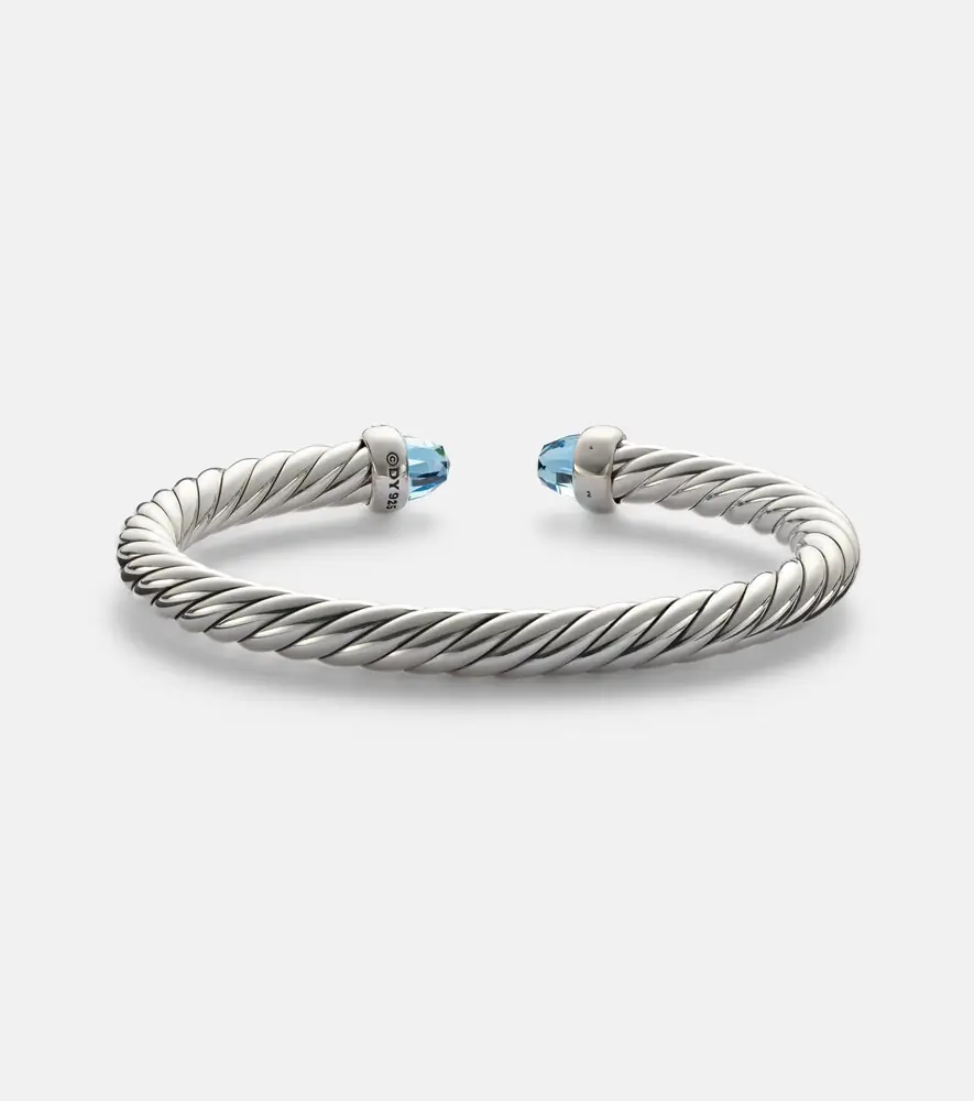 David Yurman Cable Flex sterling silver bracelet with diamonds and blue topaz | Thumbnail 2