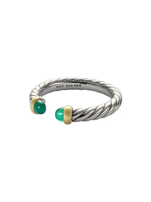 Cable Collectibles Petite Cable sterling silver ring with onyx Cable Collectibles Petite Cable sterling silver ring with onyx