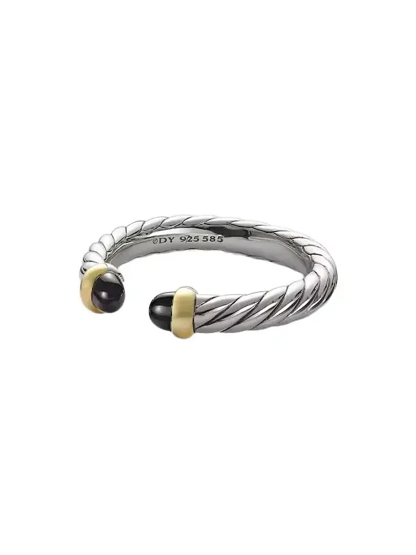 Cable Collectibles Petite Cable sterling silver ring with onyx Cable Collectibles Petite Cable sterling silver ring with onyx
