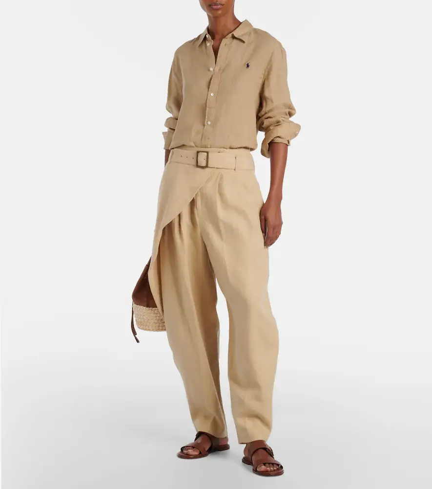Polo Ralph Lauren Belted linen barrel-leg pants | Thumbnail 5 Polo Ralph Lauren Belted linen barrel-leg pants | Thumbnail 5