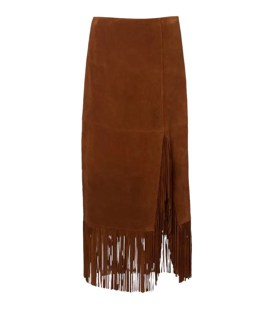 Polo Ralph Lauren Fringed suede midi skirt | Image 1 Polo Ralph Lauren Fringed suede midi skirt | Image 1
