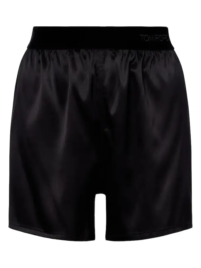 High-rise silk-blend satin shorts