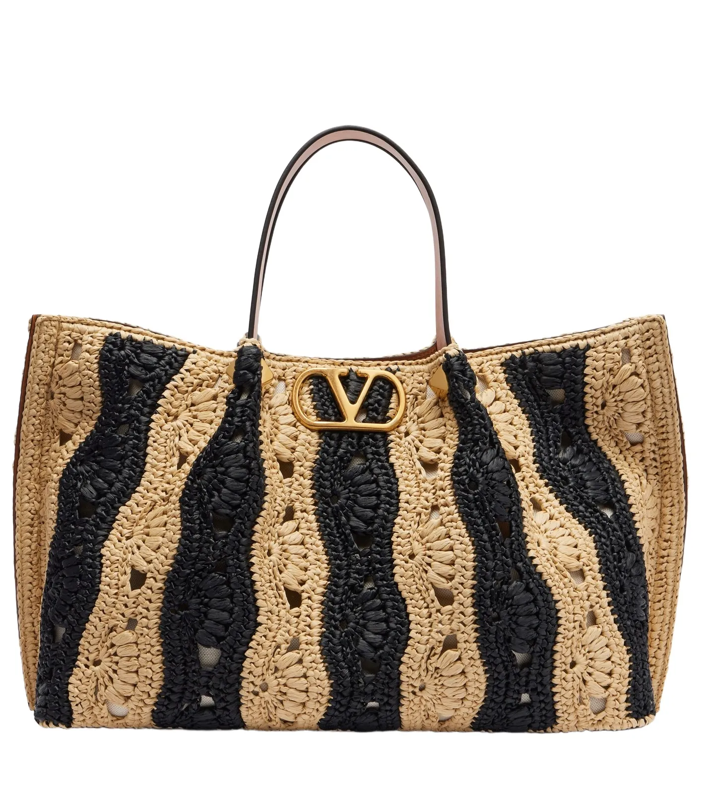 VLogo Medium raffia tote bag VLogo Medium raffia tote bag