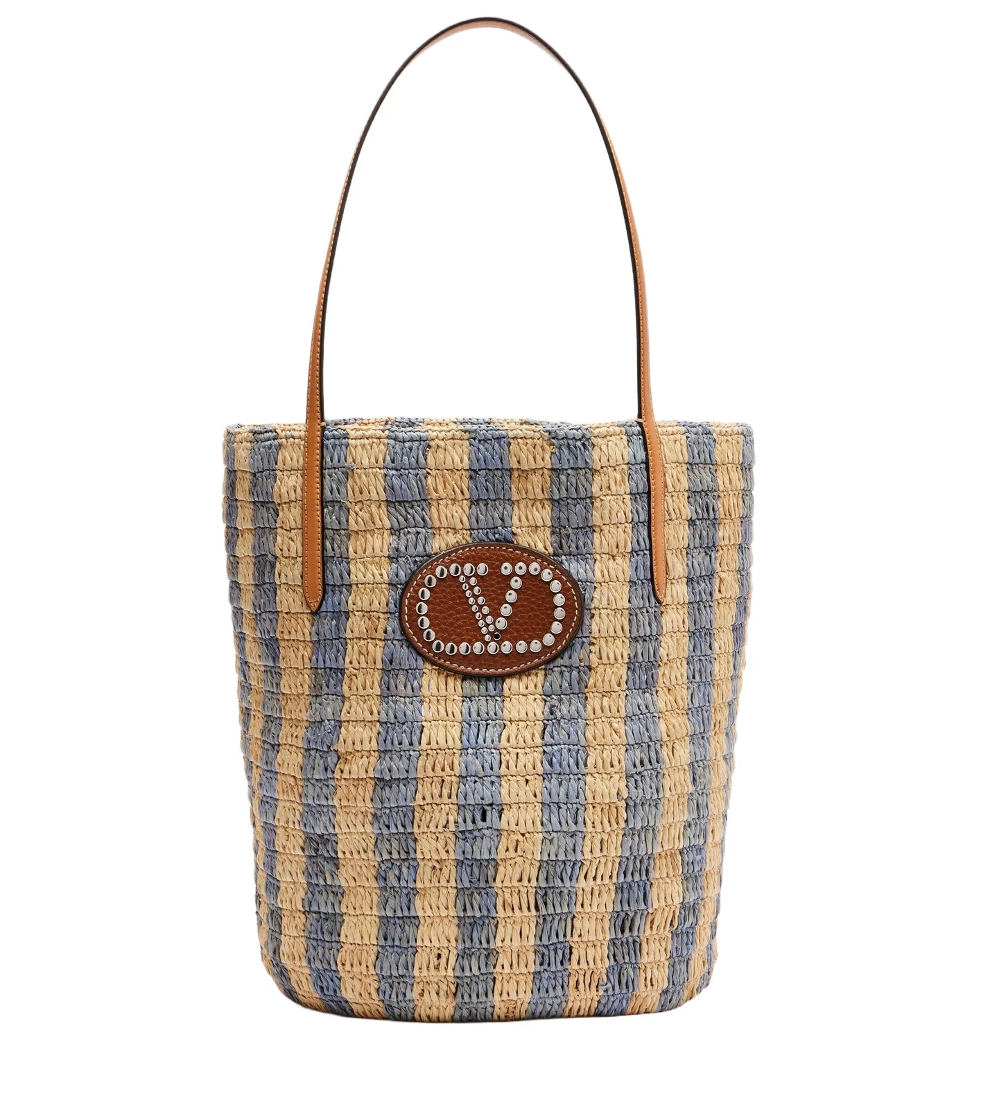 Valentino Garavani VLogo striped raffia tote bag