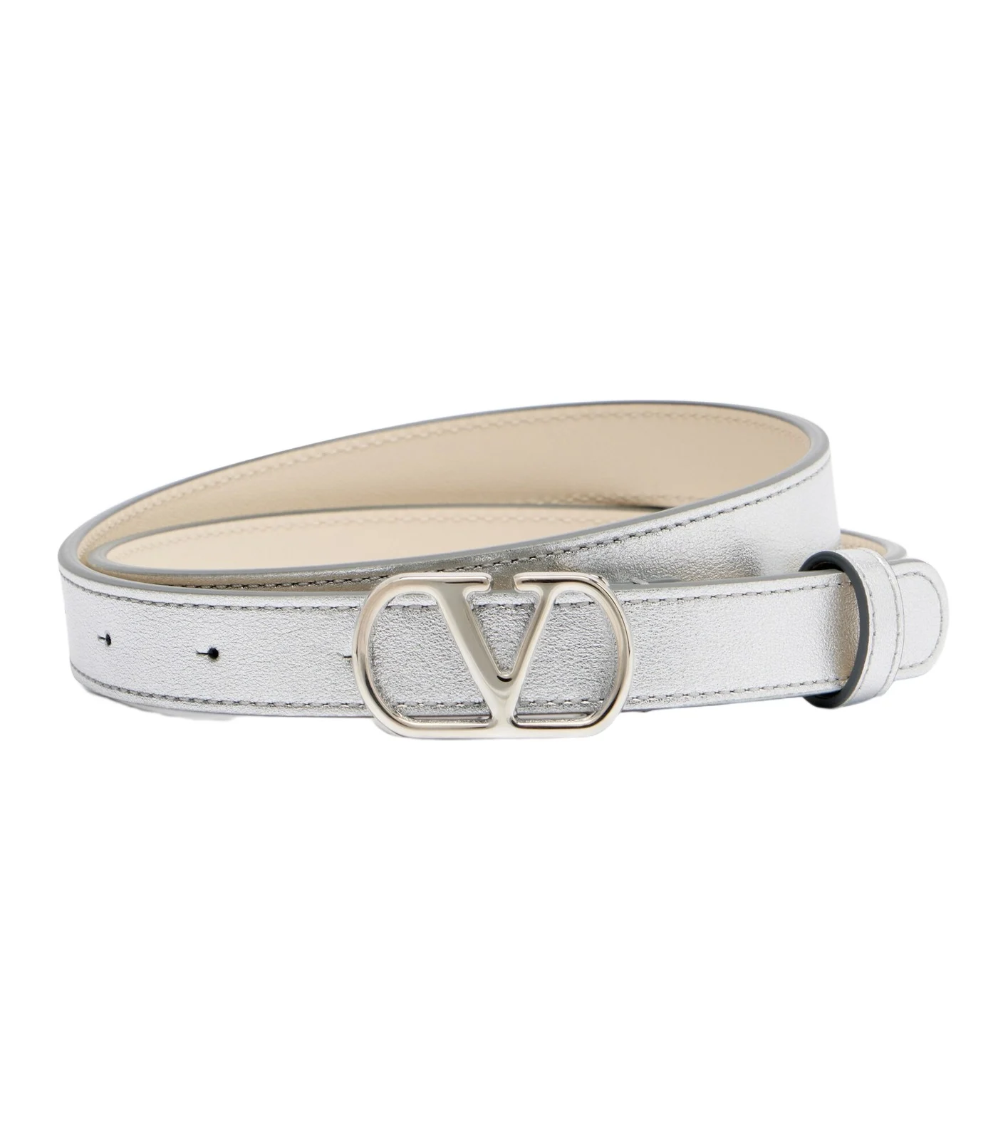 Metallic leather belt
