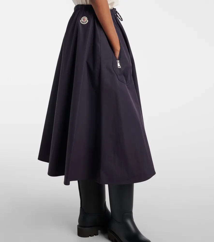 Moncler Cotton-blend jersey midi skirt | Thumbnail 3