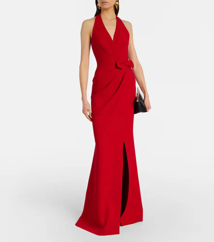 Elie Saab Bow-detail halterneck silk-blend cady gown | Thumbnail 3