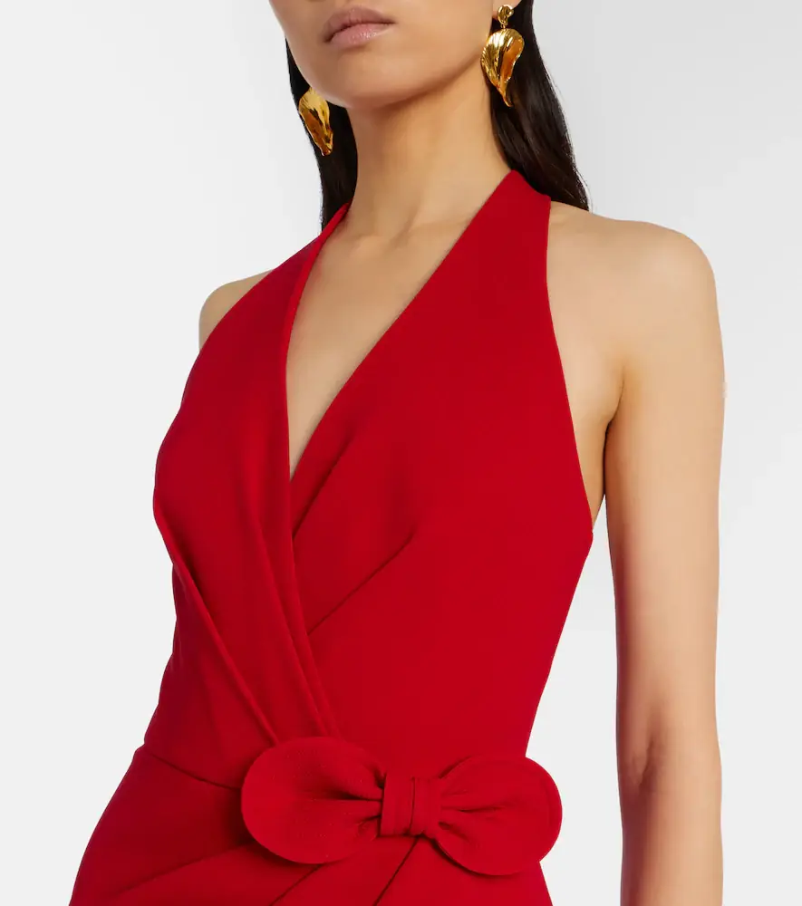 Elie Saab Bow-detail halterneck silk-blend cady gown | Thumbnail 4